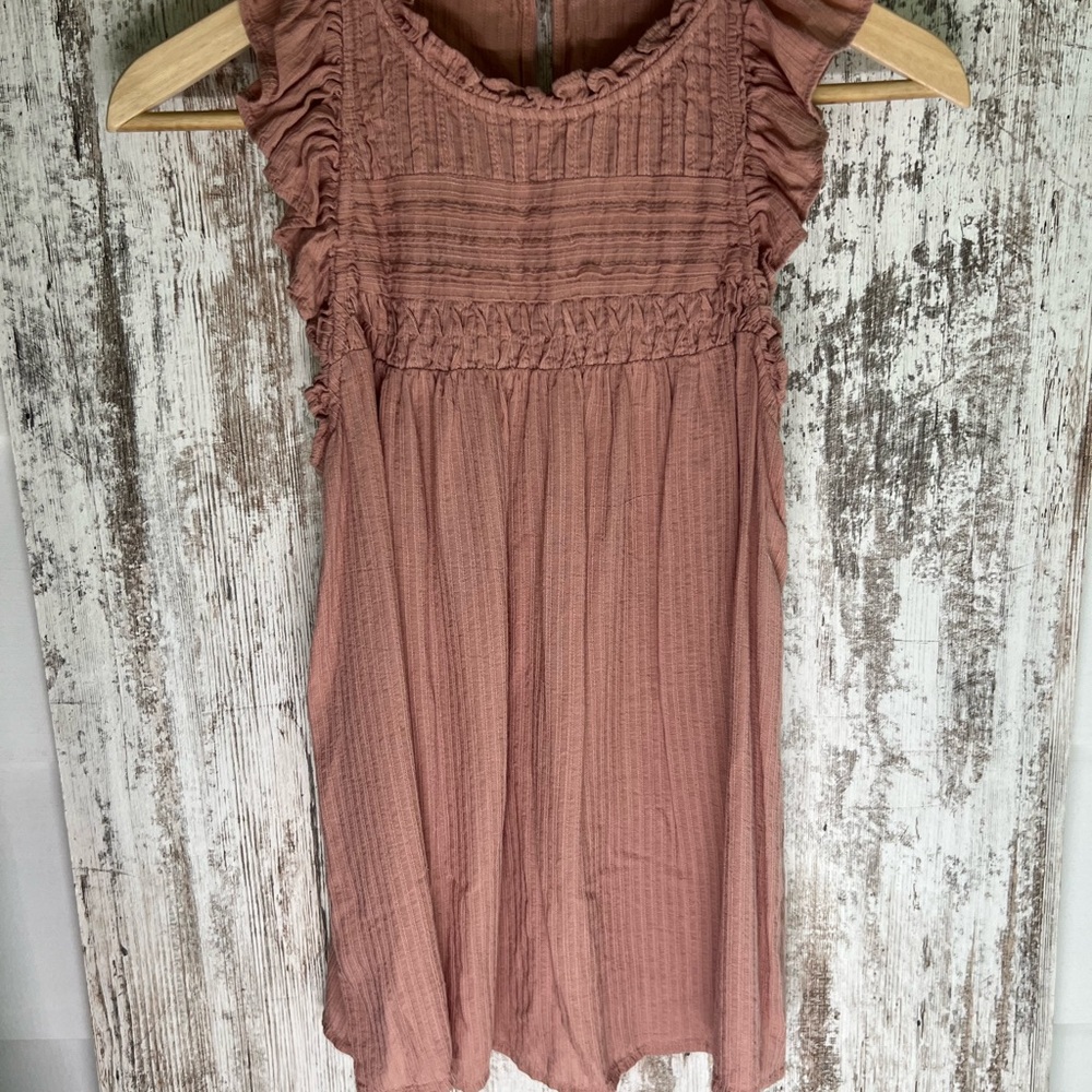 LOFT Textured Ruffle shirt in Soft Pink